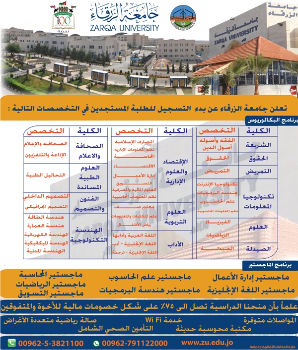 المنح والاعفاءات في جامعة الزرقاء