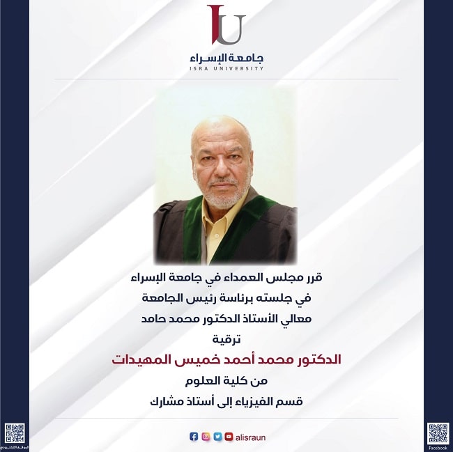 ترقية الدكتور محمد أحمد المهيدات الى رتبة أستاذ مشارك